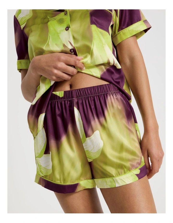 Luxe Satin Short Sleeve PJ Set in Berry Floral Print image 4