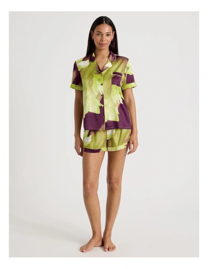 Luxe Satin Short Sleeve PJ Set in Berry Floral Print image 7