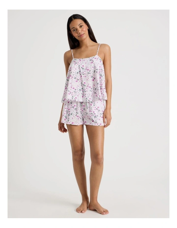 Serene Viscose Frill Panel Cami Boxer Set in Ditsy Floral Print image 2