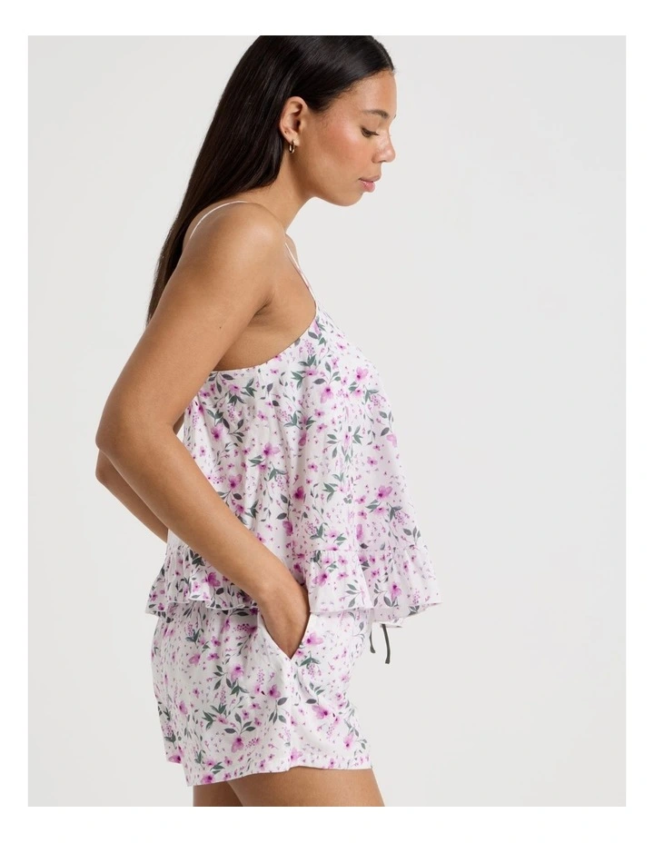 Serene Viscose Frill Panel Cami Boxer Set in Ditsy Floral Print image 3