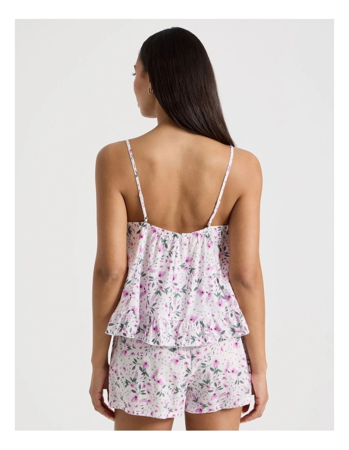 Serene Viscose Frill Panel Cami Boxer Set in Ditsy Floral Print image 6