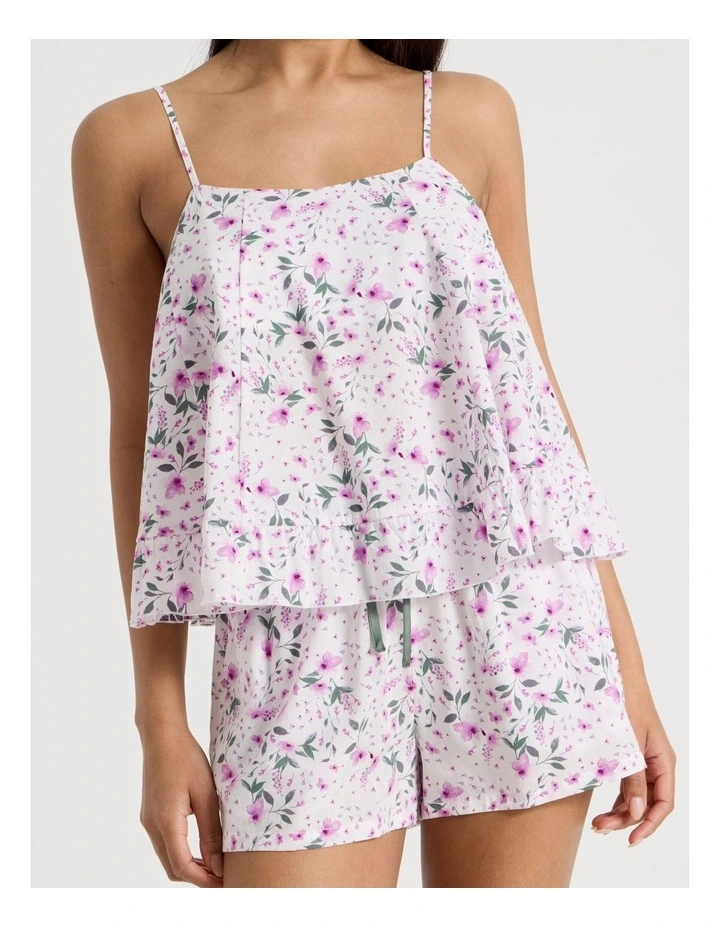 Serene Viscose Frill Panel Cami Boxer Set in Ditsy Floral Print image 7
