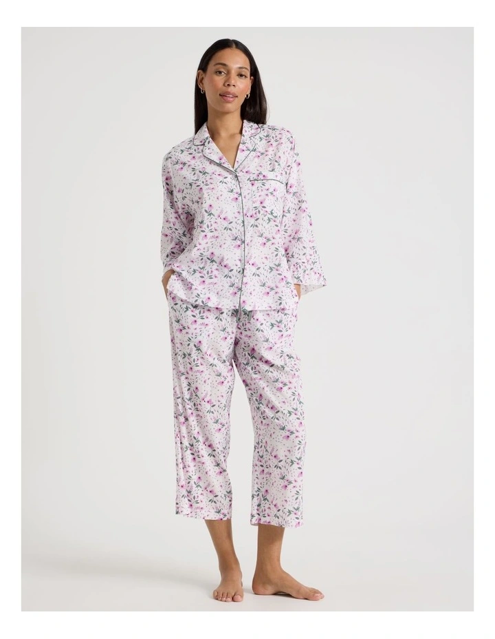 Serene Viscose Frill 7/8 PJ Set SCLS27306DF in Ditsy Floral Print image 3