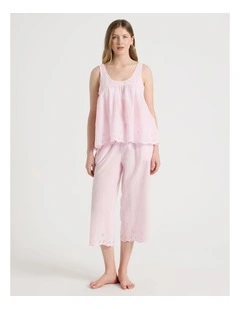 Divine Cotton Broderie SL 3/4 PJ Set in Soft Pink