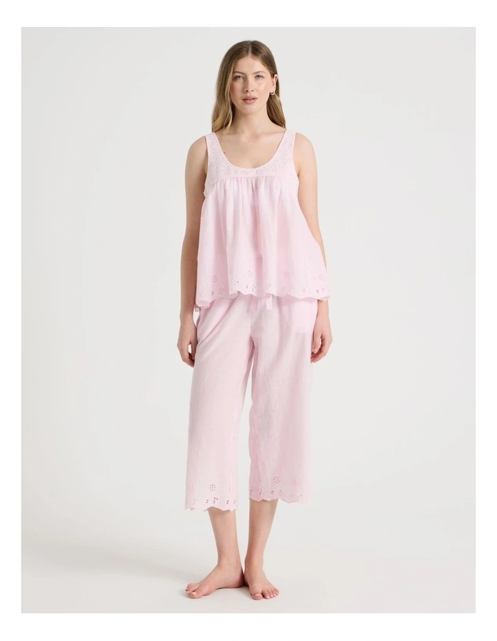 Divine Cotton Broderie SL 3/4 PJ Set in Soft Pink image 1
