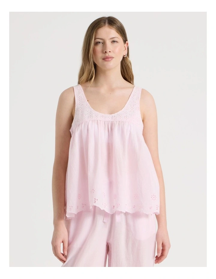 Divine Cotton Broderie SL 3/4 PJ Set in Soft Pink image 2
