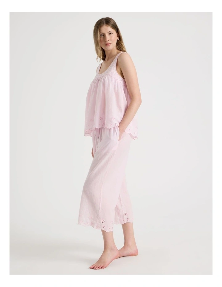 Divine Cotton Broderie SL 3/4 PJ Set in Soft Pink image 3