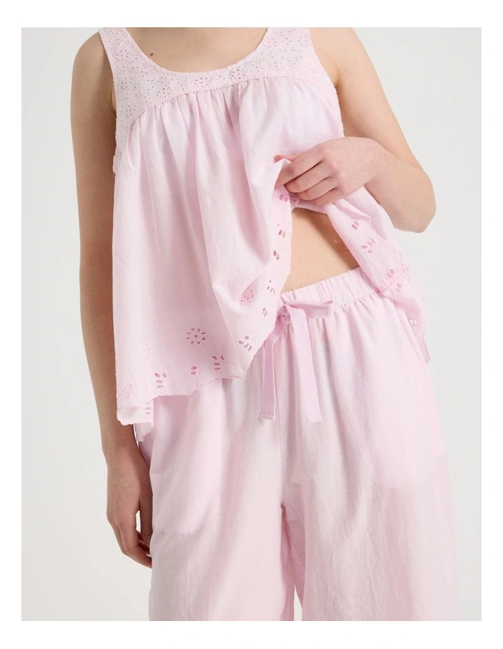 Divine Cotton Broderie SL 3/4 PJ Set in Soft Pink image 4