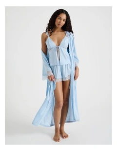The Vow Satin & Eyelash Lace Cami Set in Powder Blue