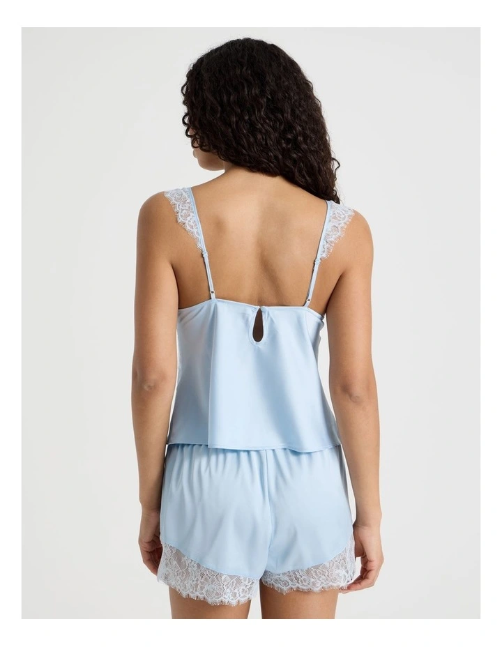 The Vow Satin & Eyelash Lace Cami Set in Powder Blue image 6