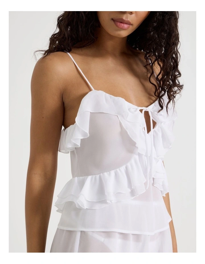 The Vow Chiffon Sheer Frill Cami Boxer in Ivory image 4