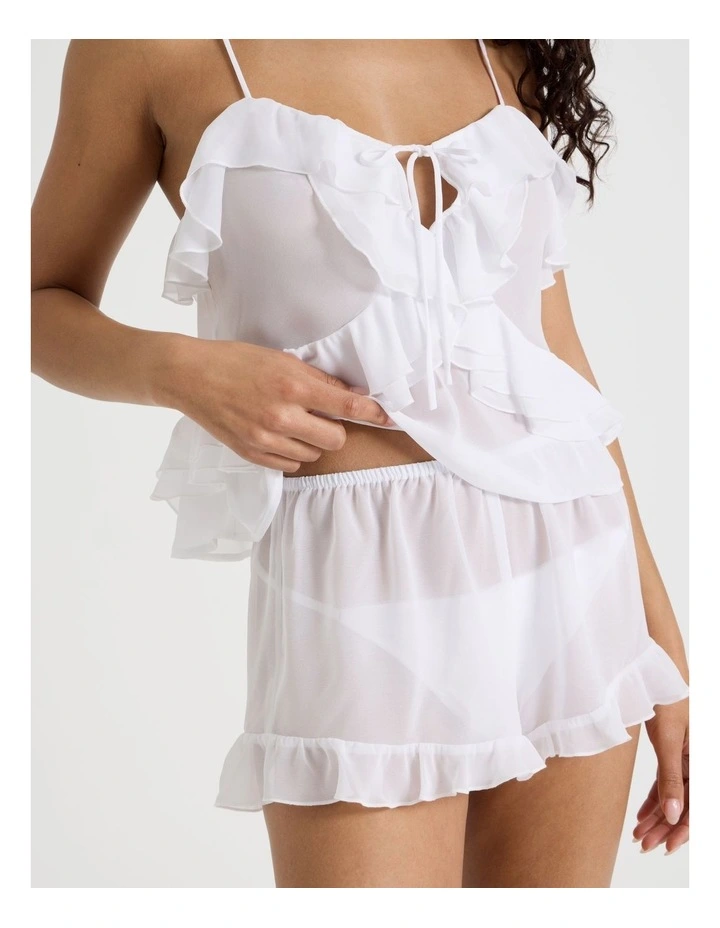 The Vow Chiffon Sheer Frill Cami Boxer in Ivory image 5
