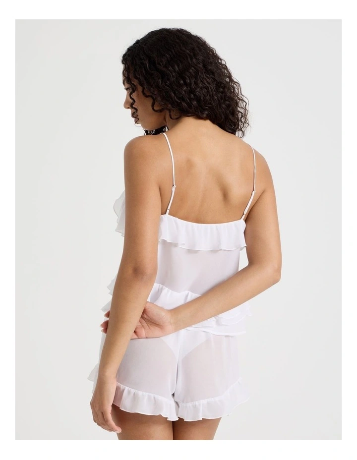 The Vow Chiffon Sheer Frill Cami Boxer in Ivory image 6
