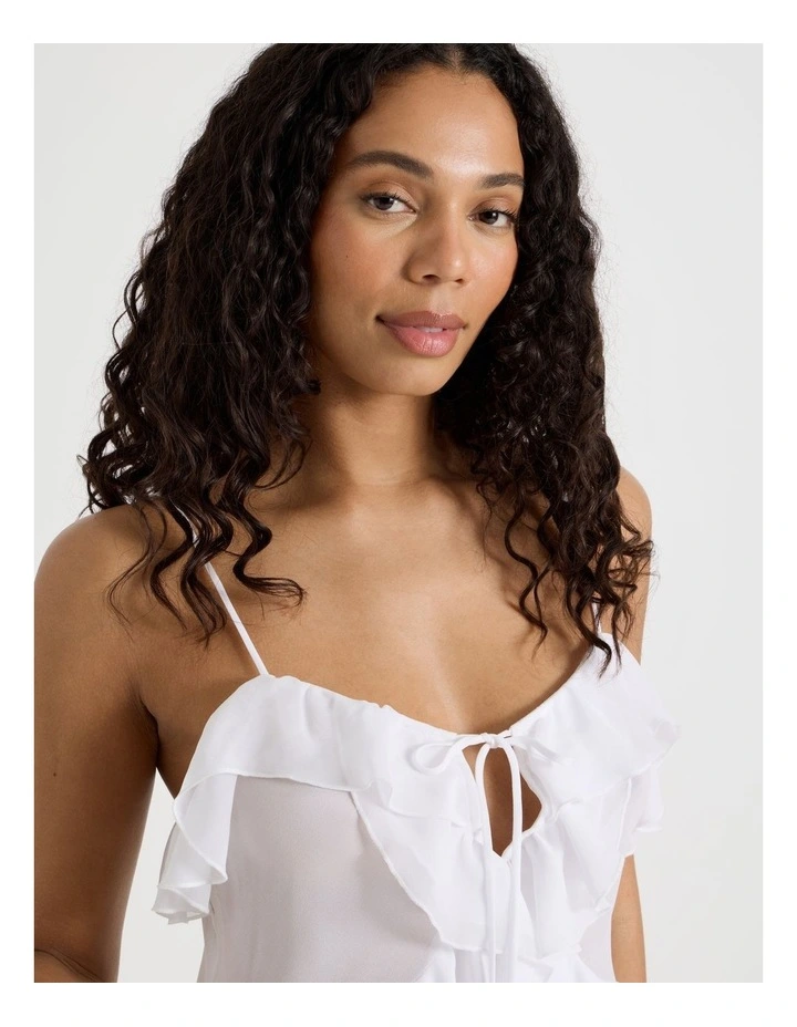 The Vow Chiffon Sheer Frill Cami Boxer in Ivory image 7