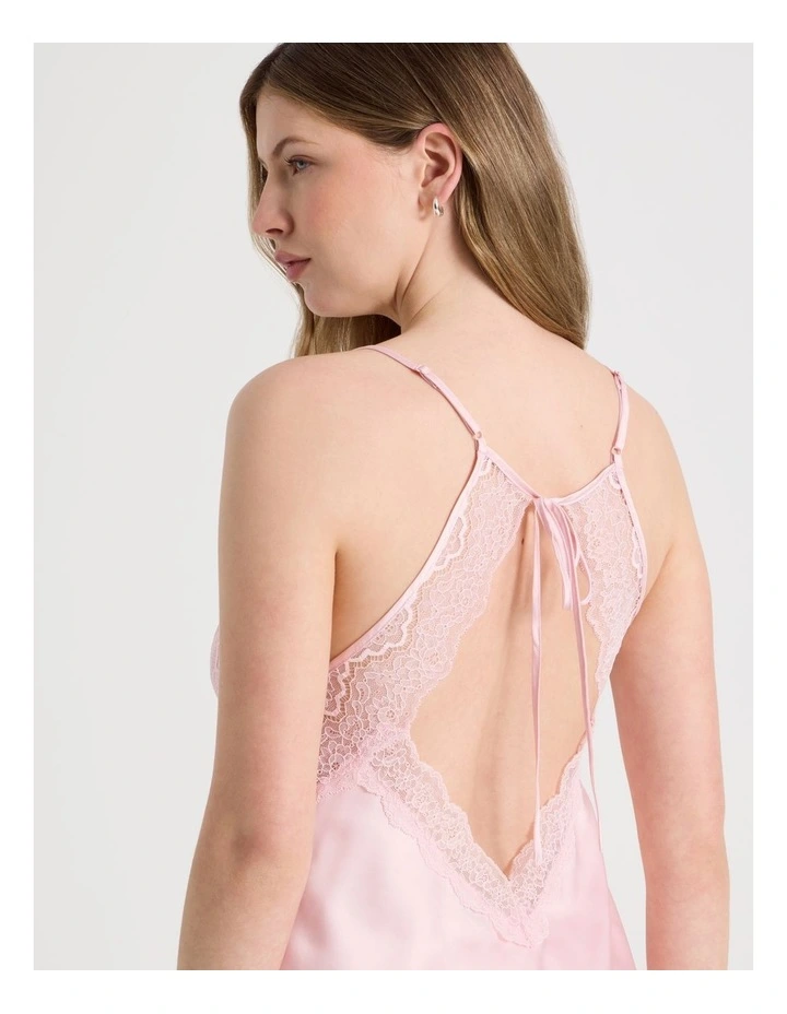 Luxe Satin Lace Bodice Cami Short Set in Soft Pink image 7