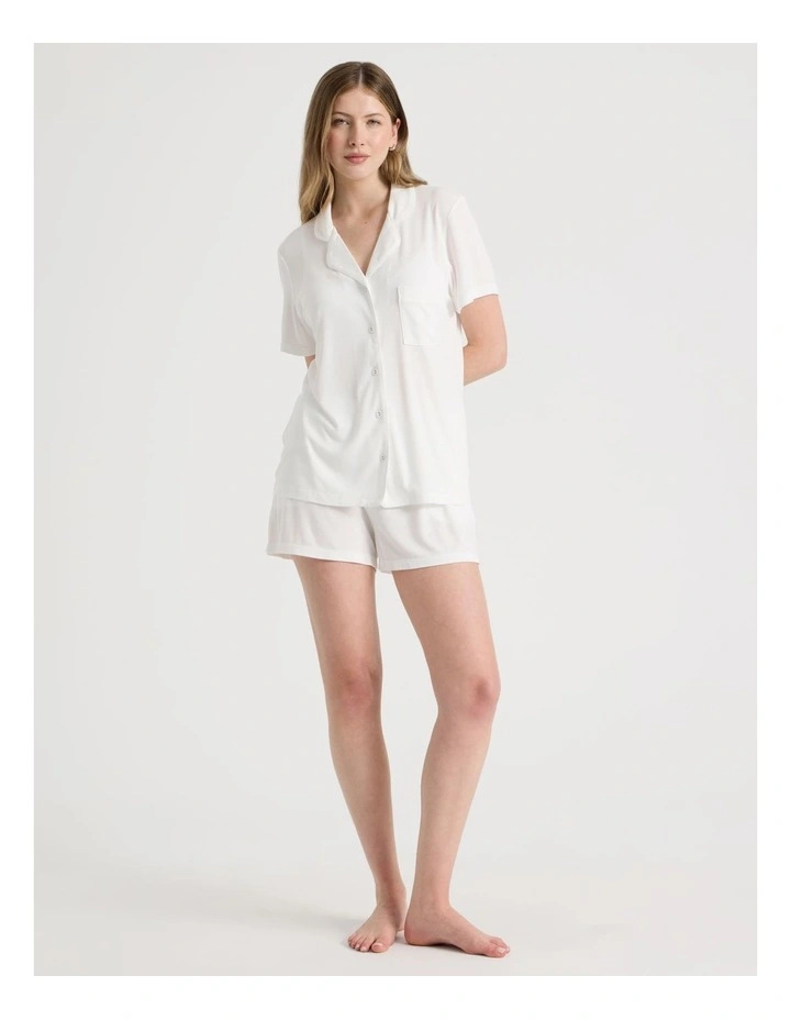 Pure Comfort Rib Short Sleeve Short PJ Set in Ivory image 1