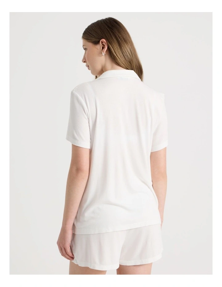 Pure Comfort Rib Short Sleeve Short PJ Set in Ivory image 6