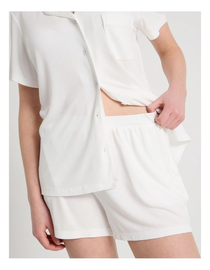 Pure Comfort Rib Short Sleeve Short PJ Set in Ivory image 7