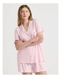 Pure Comfort Rib Short Sleeve Short PJ Set in Soft Pink
