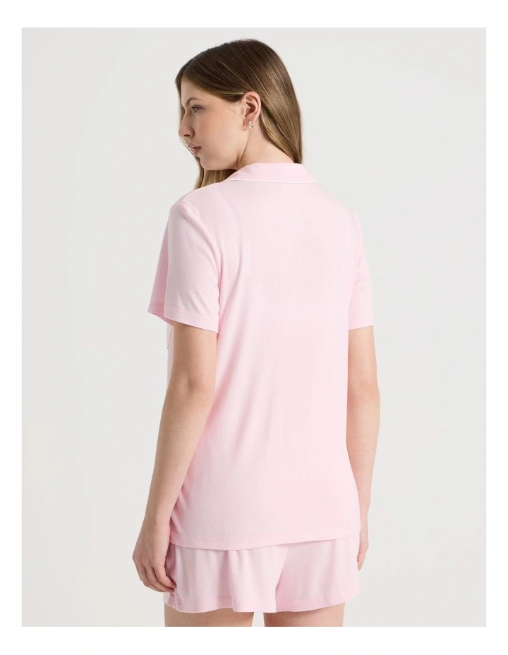 Pure Comfort Rib Short Sleeve Short PJ Set in Soft Pink image 6
