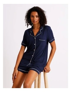 Pure Comfort Bamboo Short Sleeve Pyjama Set in Navy