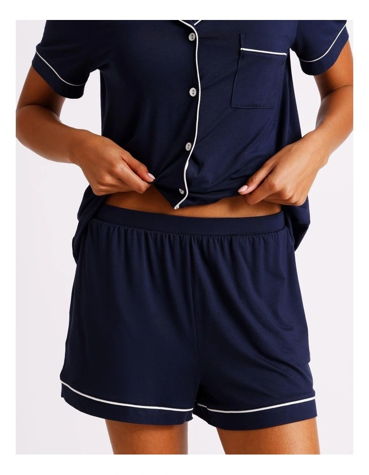 Pure Comfort Bamboo Short Sleeve Pyjama Set in Navy image 4