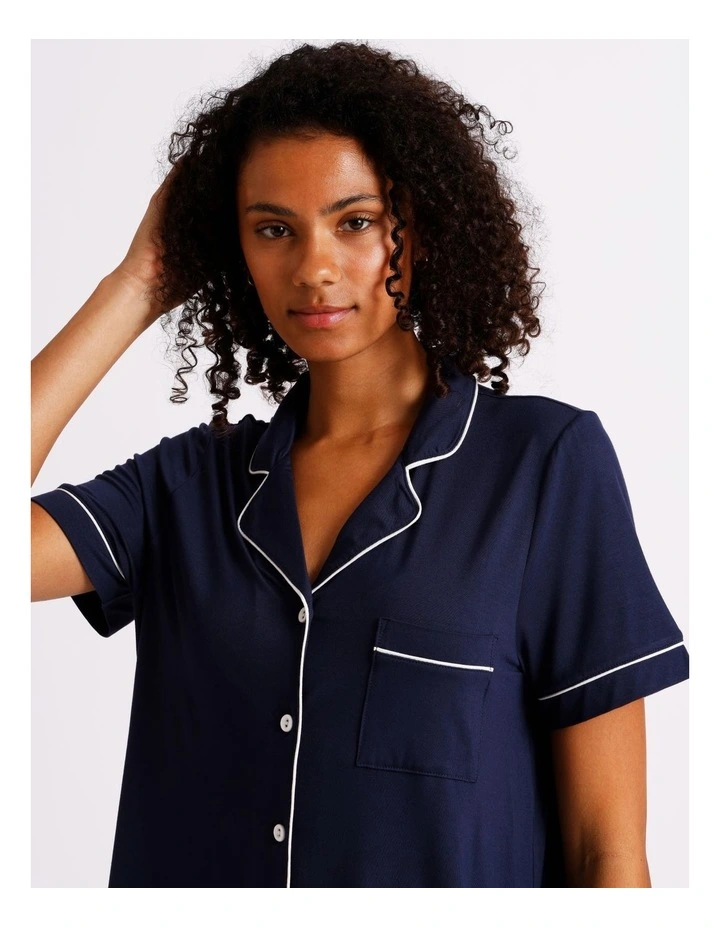 Pure Comfort Bamboo Short Sleeve Pyjama Set in Navy image 5