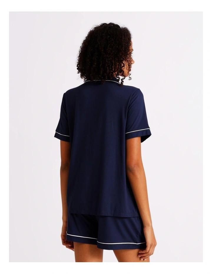 Pure Comfort Bamboo Short Sleeve Pyjama Set in Navy image 6