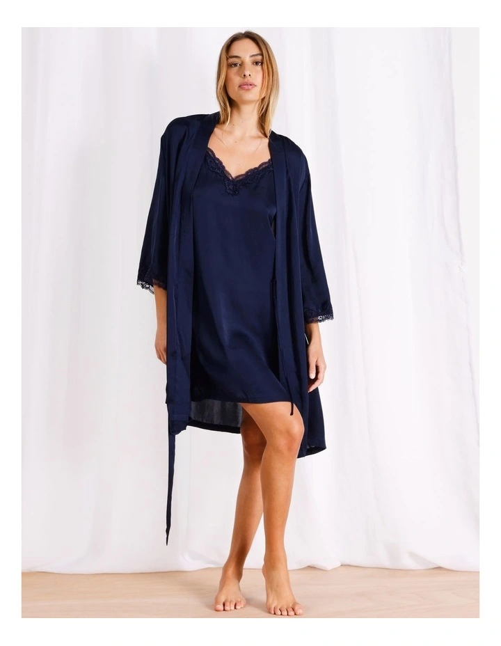 Luxe Satin Robe in Navy image 1