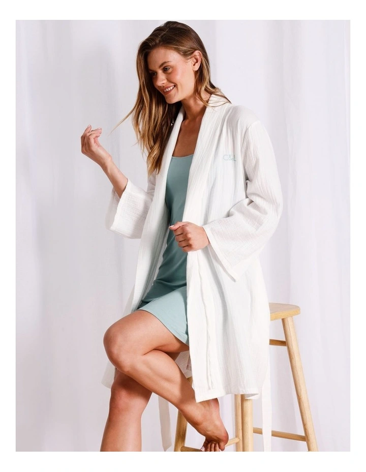 Cheesecloth Robe in White image 2