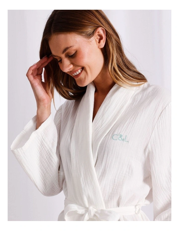 Cheesecloth Robe in White image 6