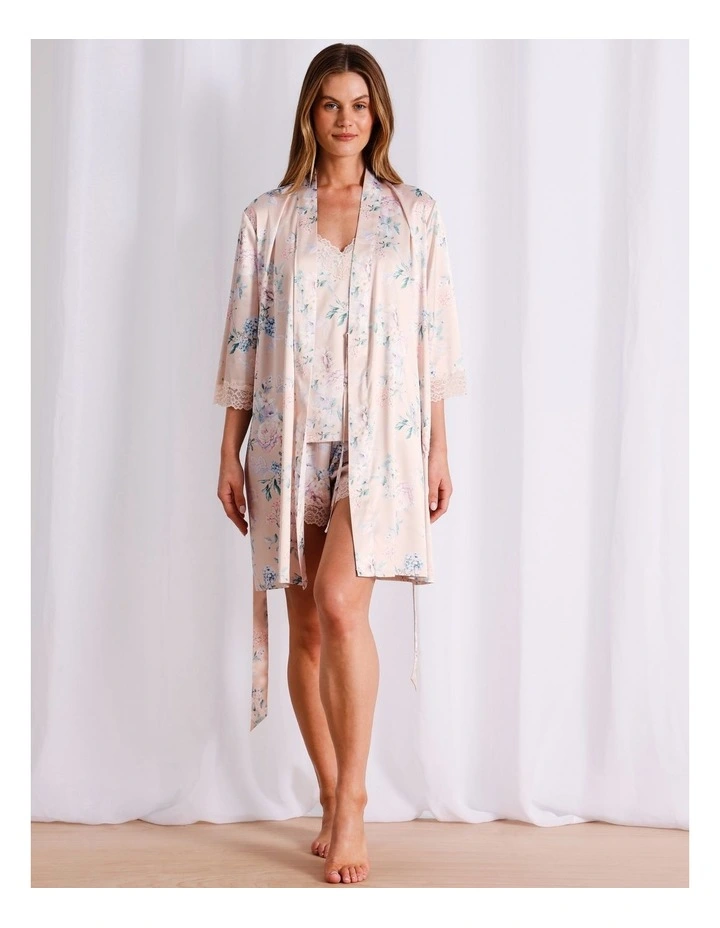 Luxe Satin Robe in Floral Paisley in White Print image 4