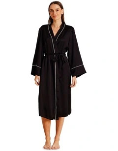 Premium Viscose Satin Robe in Black