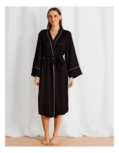 Premium Viscose Satin Robe in Black