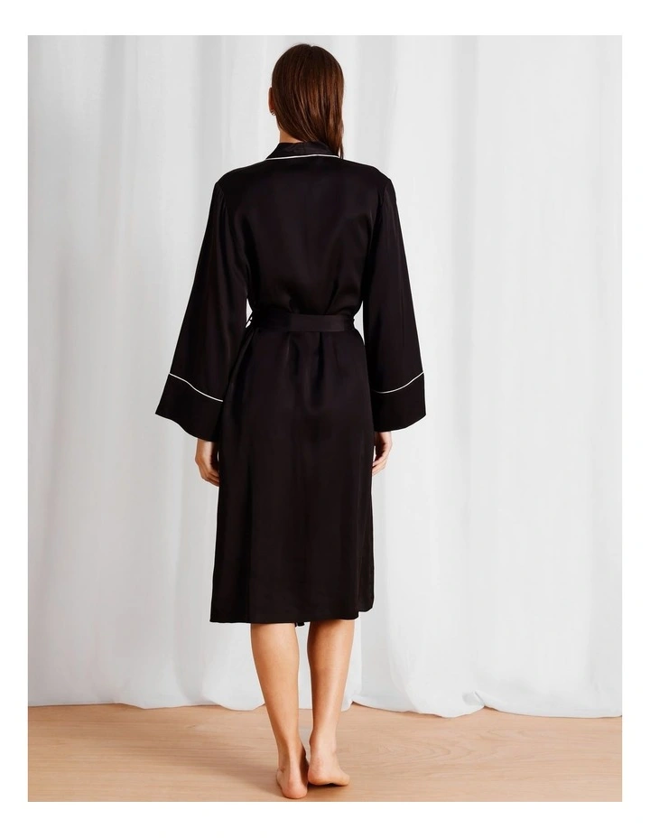 Premium Viscose Satin Robe in Black image 6