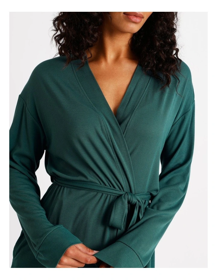 Pure Comfort Rib Robe in Teal image 2