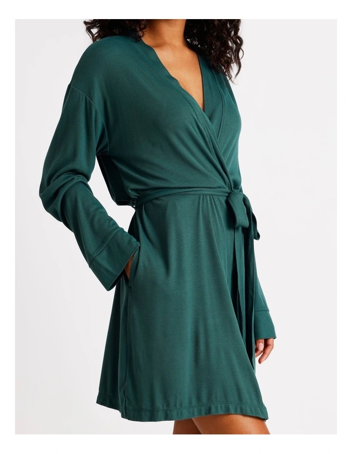 Pure Comfort Rib Robe in Teal image 3