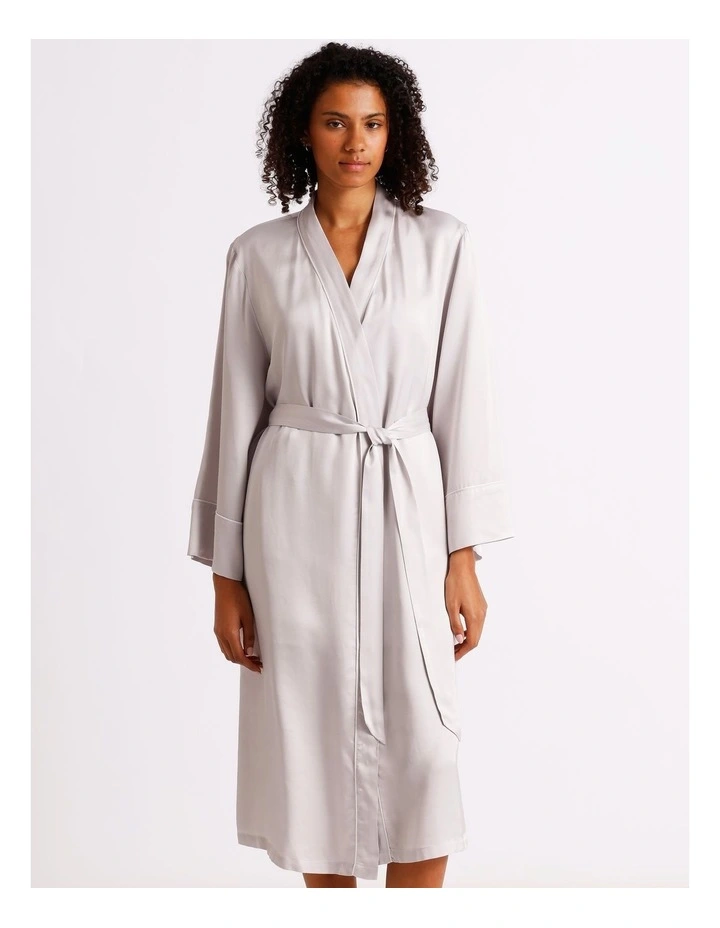 Premium Viscose Satin Robe in Oyster image 1