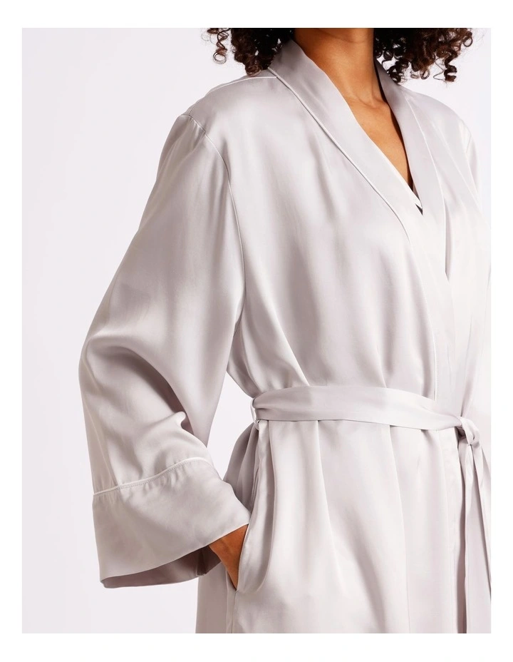 Premium Viscose Satin Robe in Oyster image 2