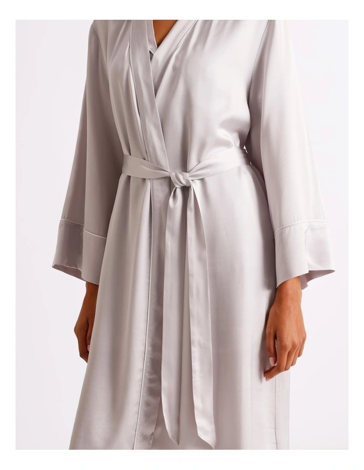 Premium Viscose Satin Robe in Oyster image 4