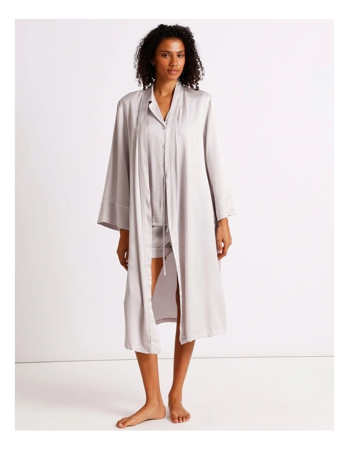 Premium Viscose Satin Robe in Oyster image 5