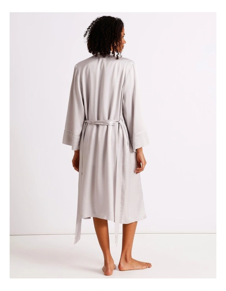 Premium Viscose Satin Robe in Oyster image 6