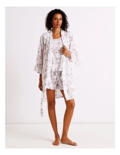 Serene Woven Frill Robe in White Paisley Print
