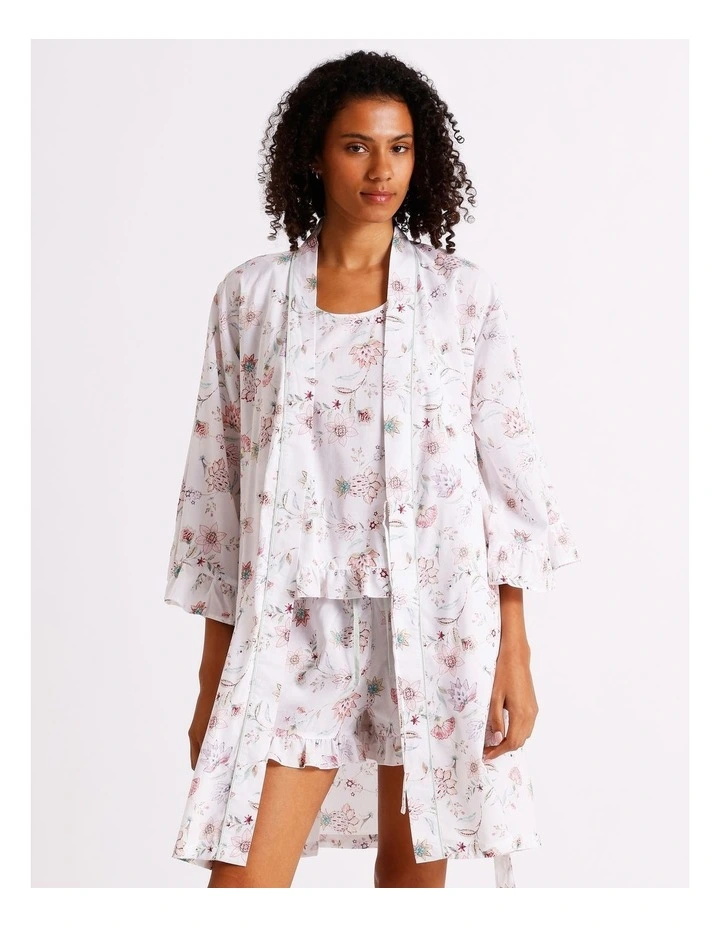 Serene Woven Frill Robe in White Paisley Print image 3