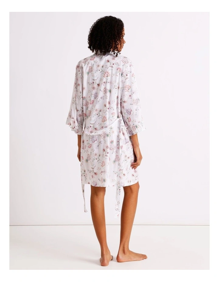 Serene Woven Frill Robe in White Paisley Print image 5