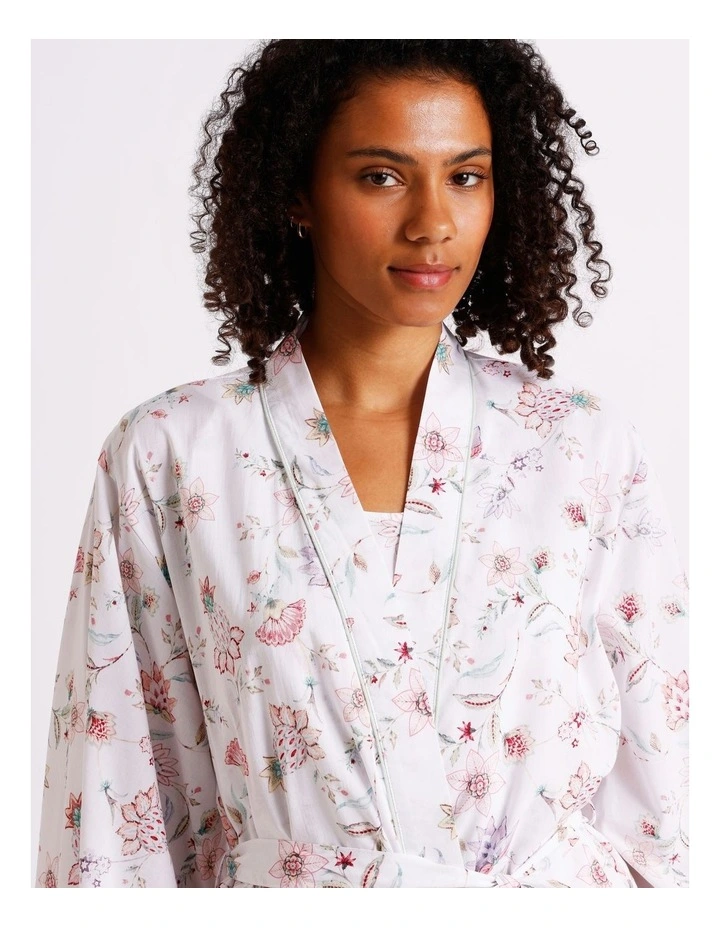 Serene Woven Frill Robe in White Paisley Print image 6