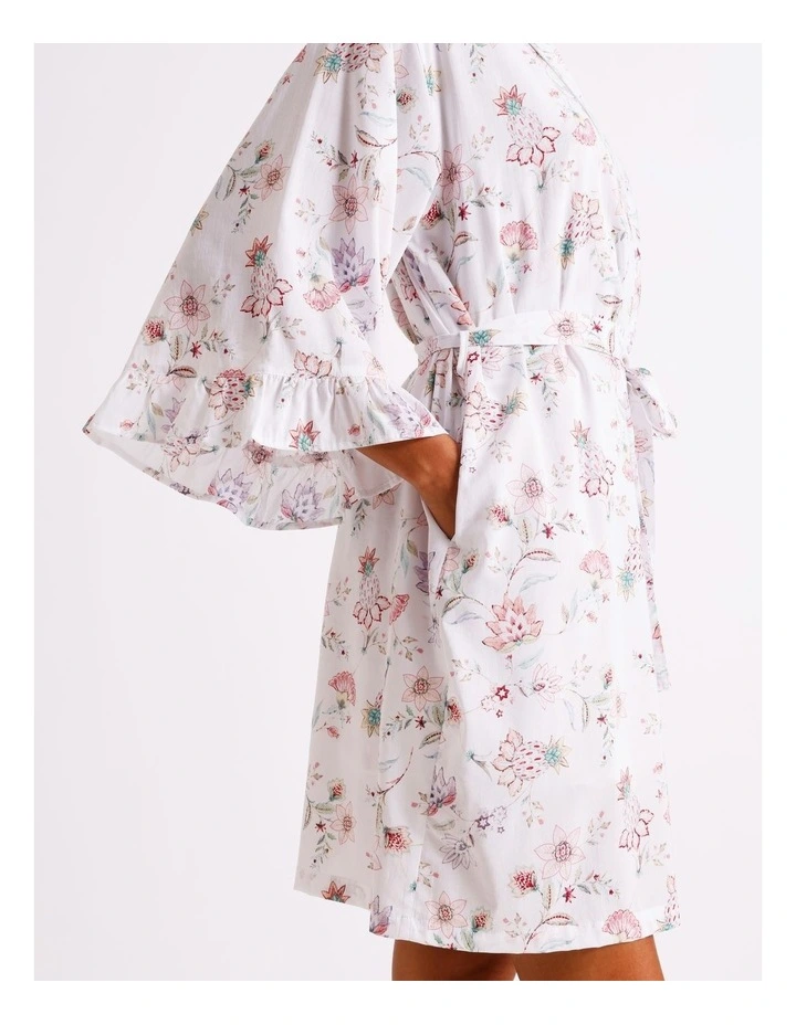 Serene Woven Frill Robe in White Paisley Print image 7