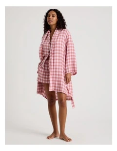 Divine Cheesecloth Robe in Terracotta Check Y/D Print