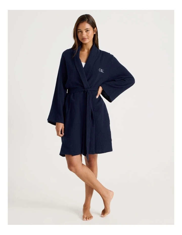 Divine Cheesecloth Robe in Navy image 1