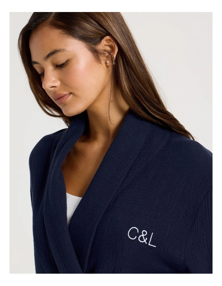Divine Cheesecloth Robe in Navy image 4